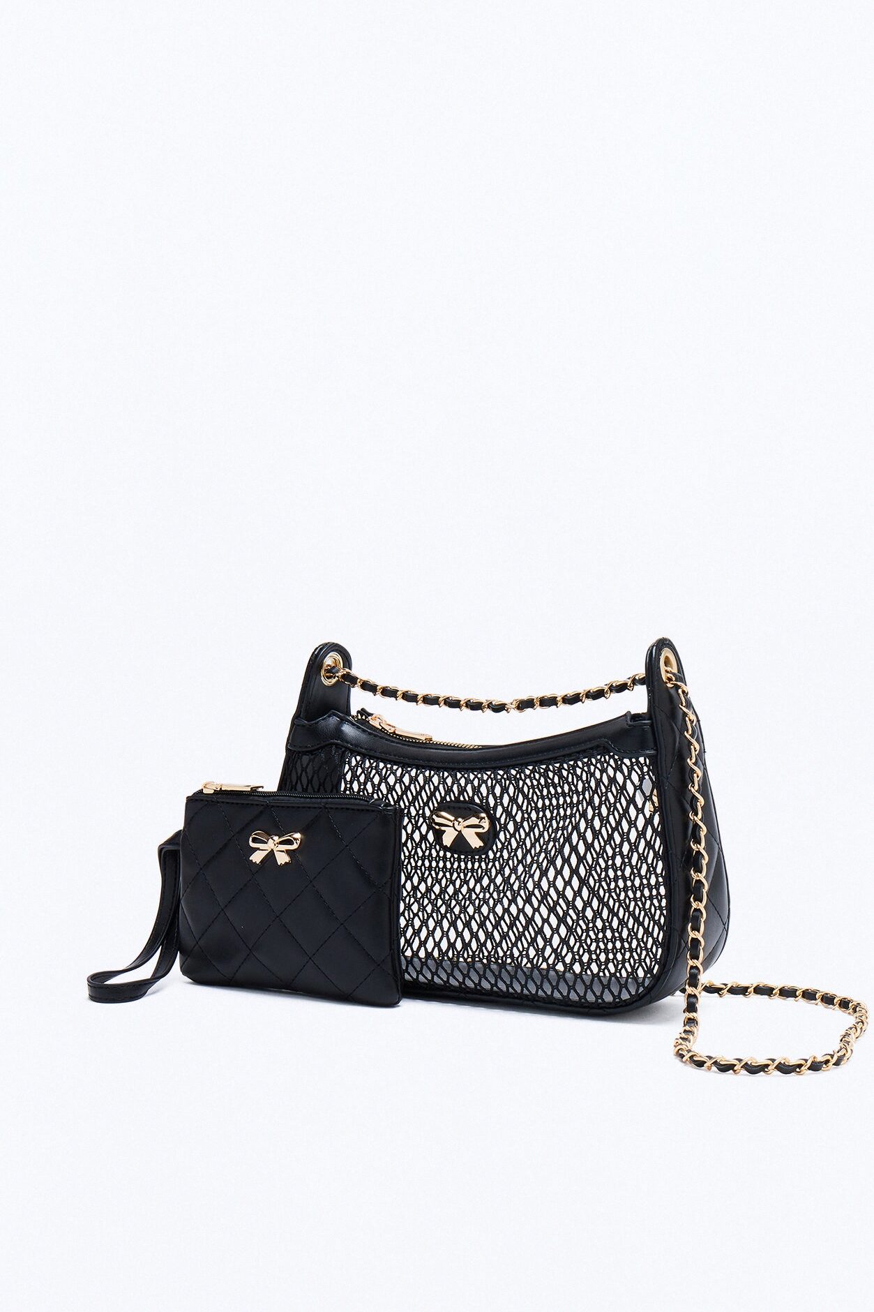 See Right Through Mesh Shoulder Bag - Black