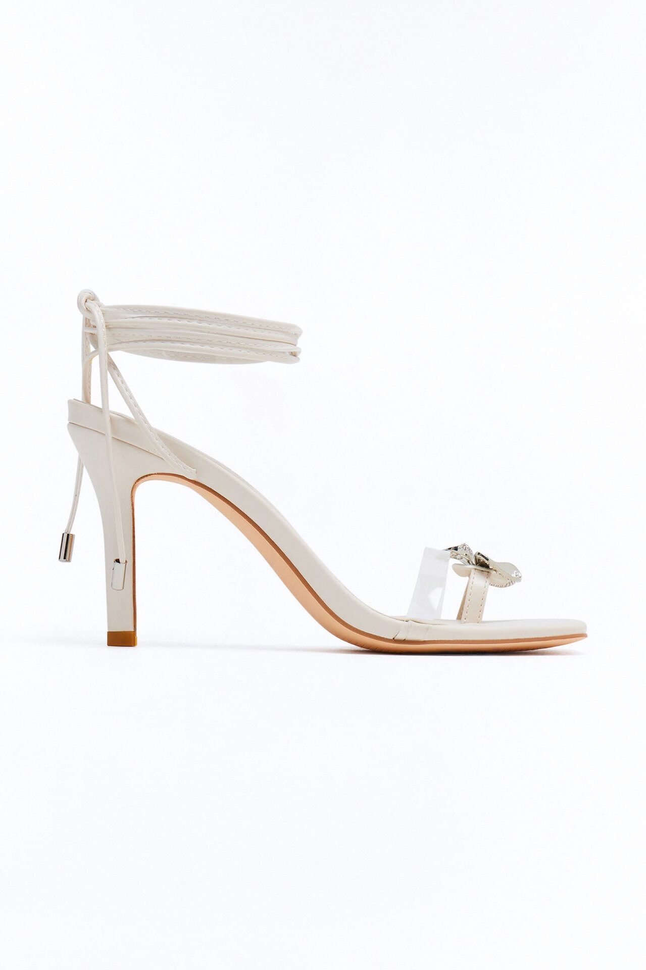 Aubury Hardware Toe Ring Wrap Up Heels - Ivory