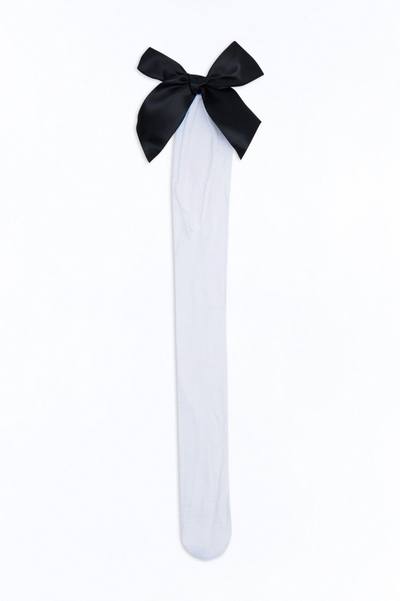 In My Bow Era Knee High Socks - White/Black