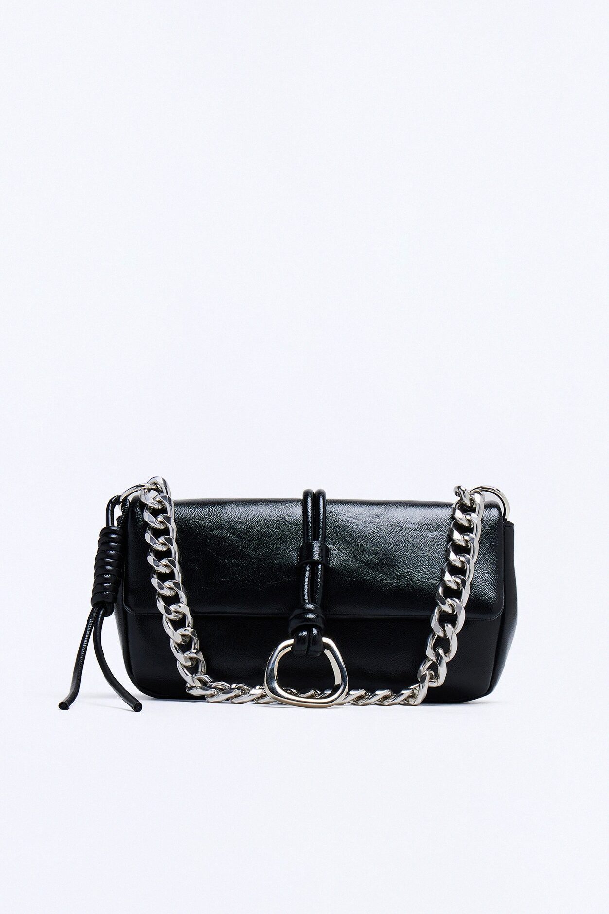 After Midnight Faux Leather Shoulder Bag - Black