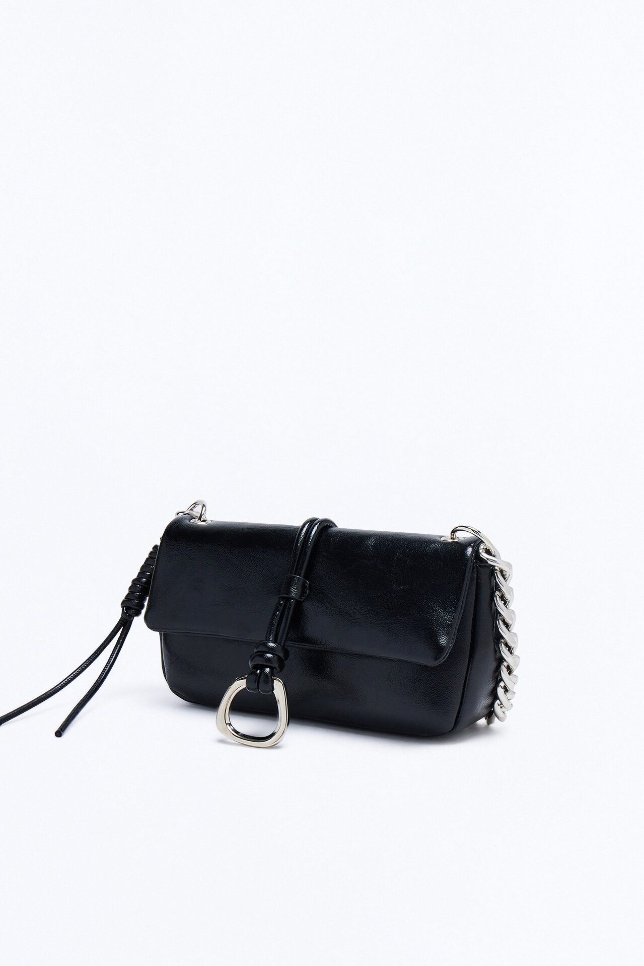 After Midnight Faux Leather Shoulder Bag - Black