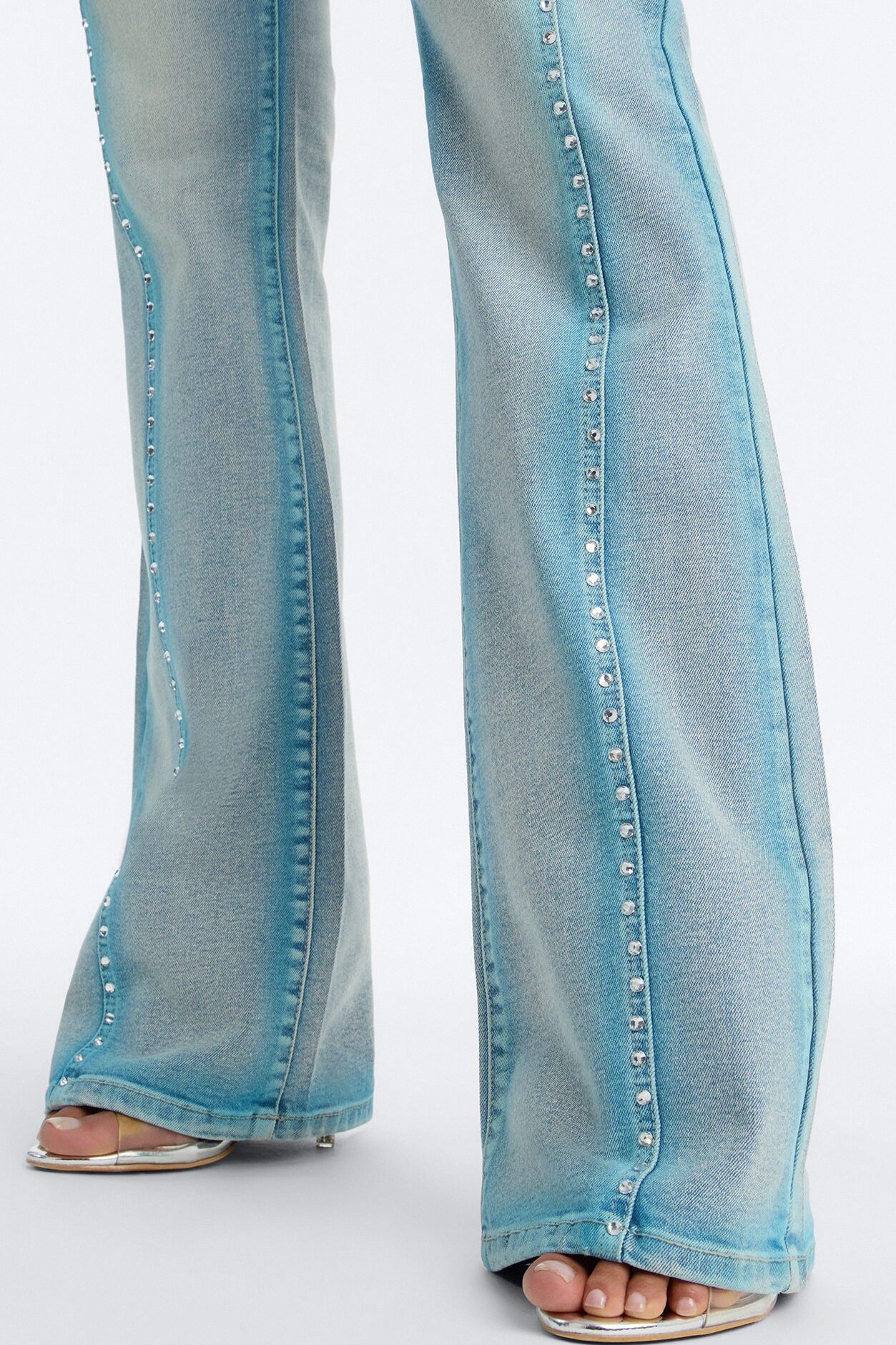 Summer Love Embellished Flare Jeans - Blue