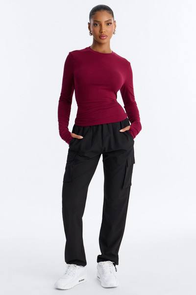 Daily Shift Long Sleeve Stretch Under Scrub Shirt - Wine