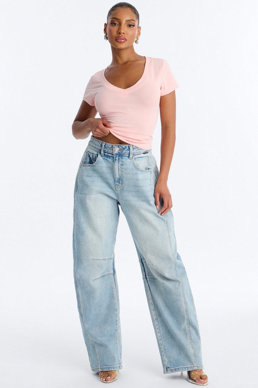 Ashley V-Neck Top - Pink