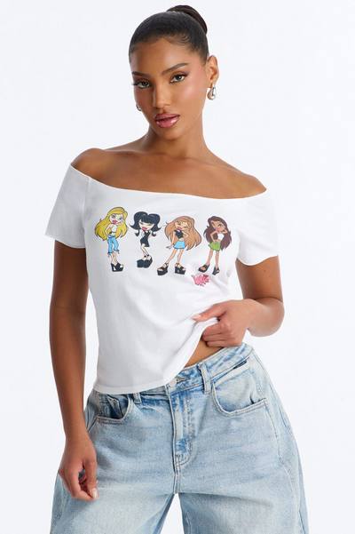 Bratz Cool Girls Off Shoulder Top - White