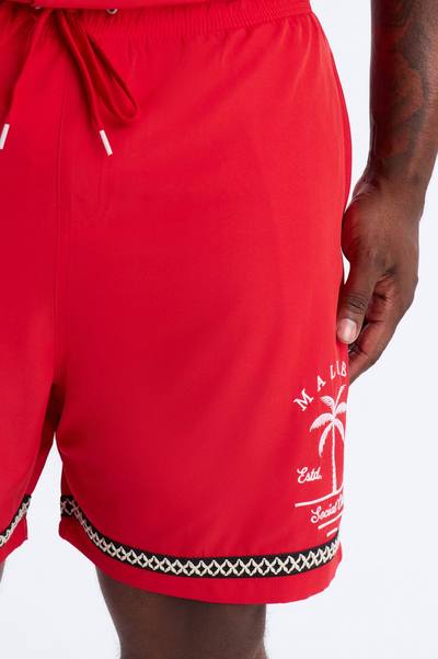 Malibu Social Club Swim Trunk 7″ - Red