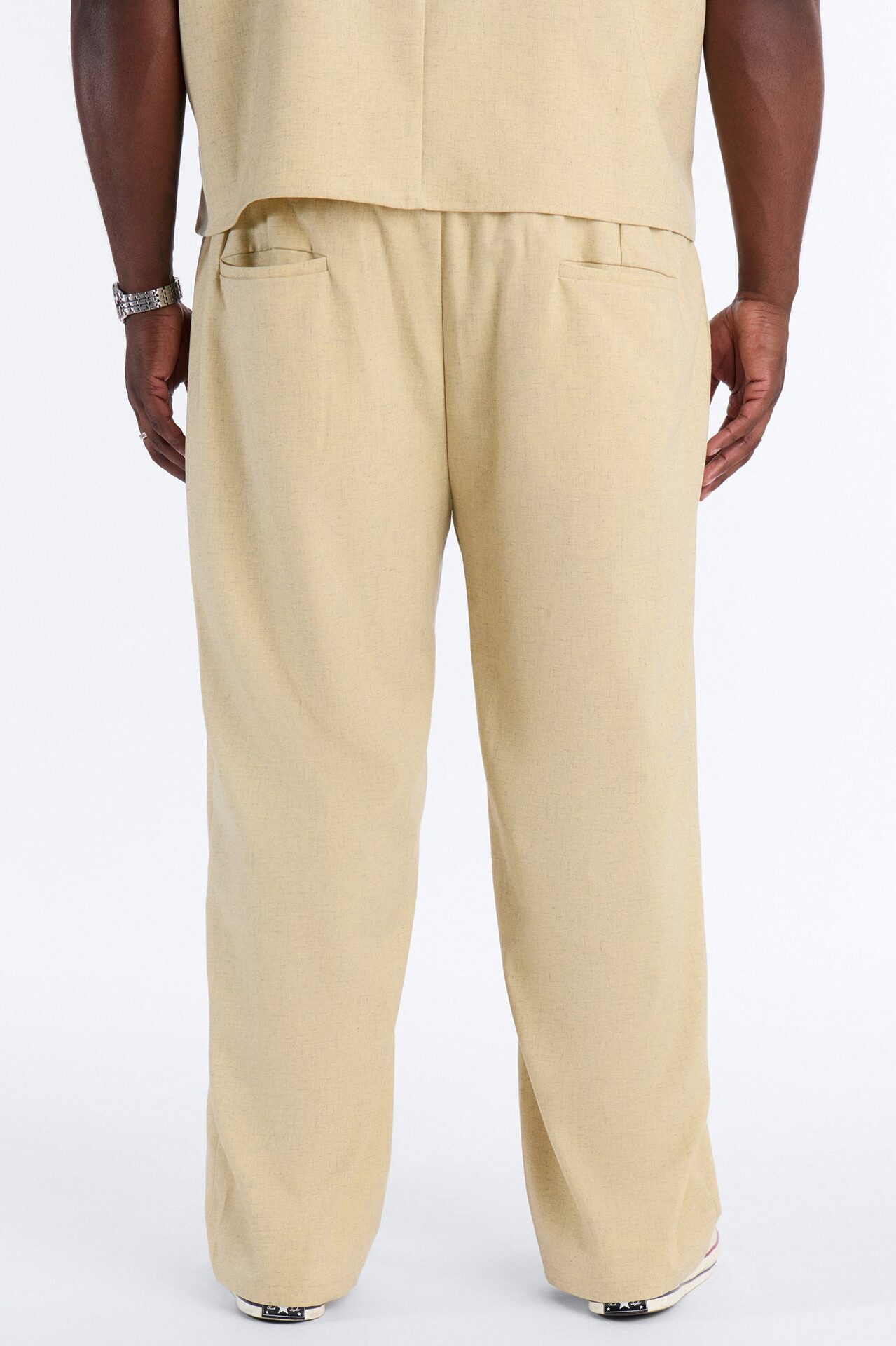 Maison Tailored Textured Straight Pant - Stone