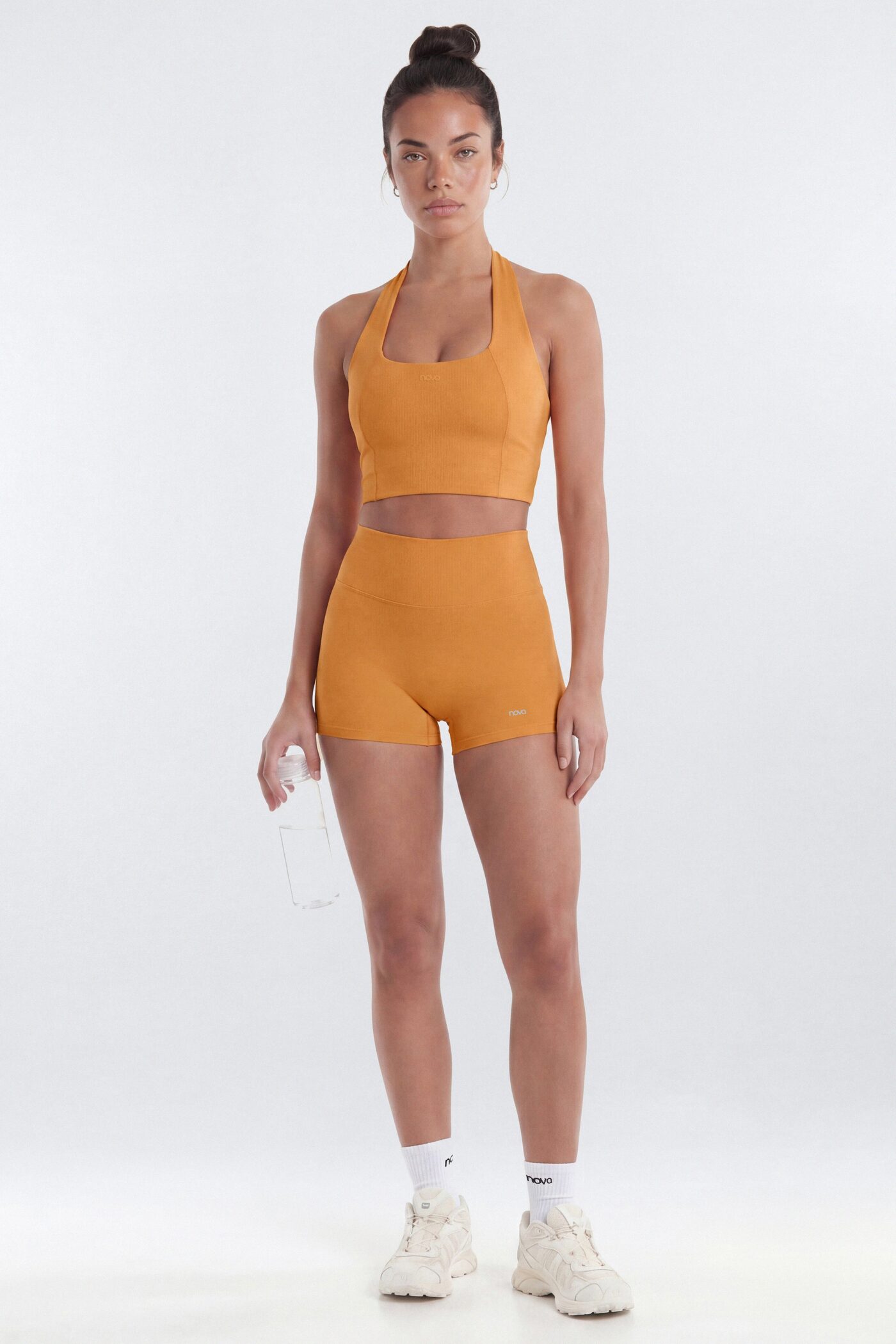 CloudForm™ Scoop Neck Active Halter Top - Tangerine