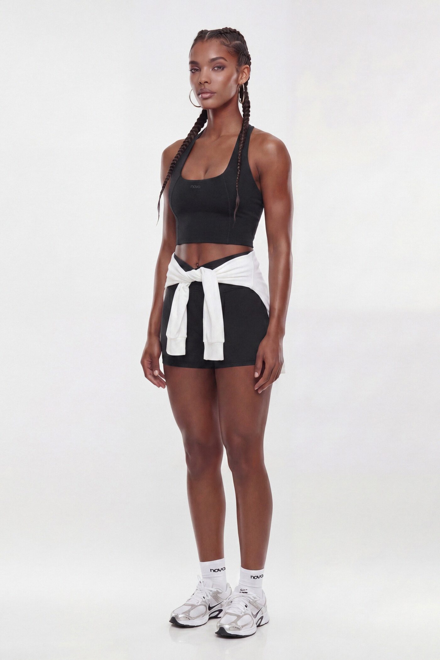 CloudForm™ Scoop Neck Active Halter Top - Black