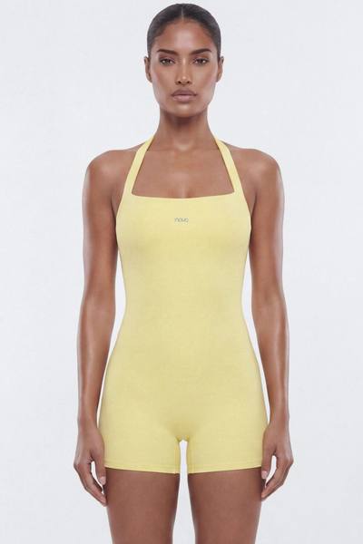 CloudForm™ 3″ Halter Romper - Yellow