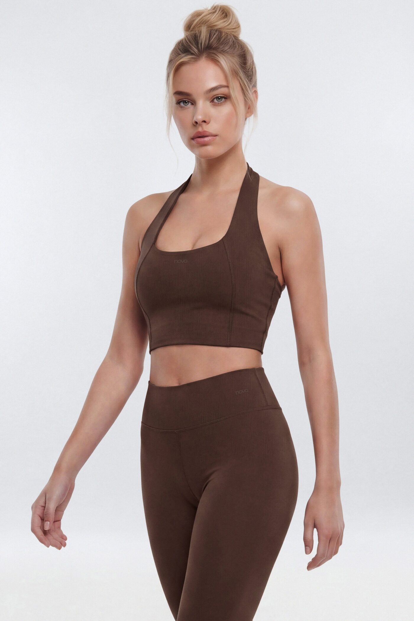 CloudForm™ Scoop Neck Active Halter Top - Brown