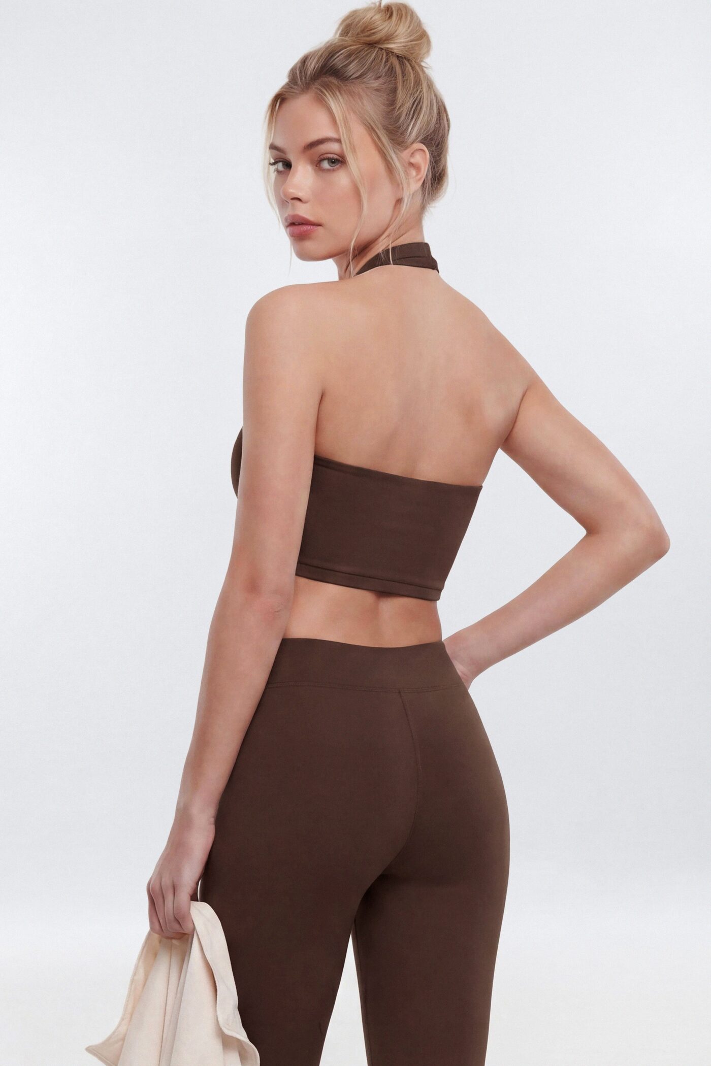 CloudForm™ Scoop Neck Active Halter Top - Brown