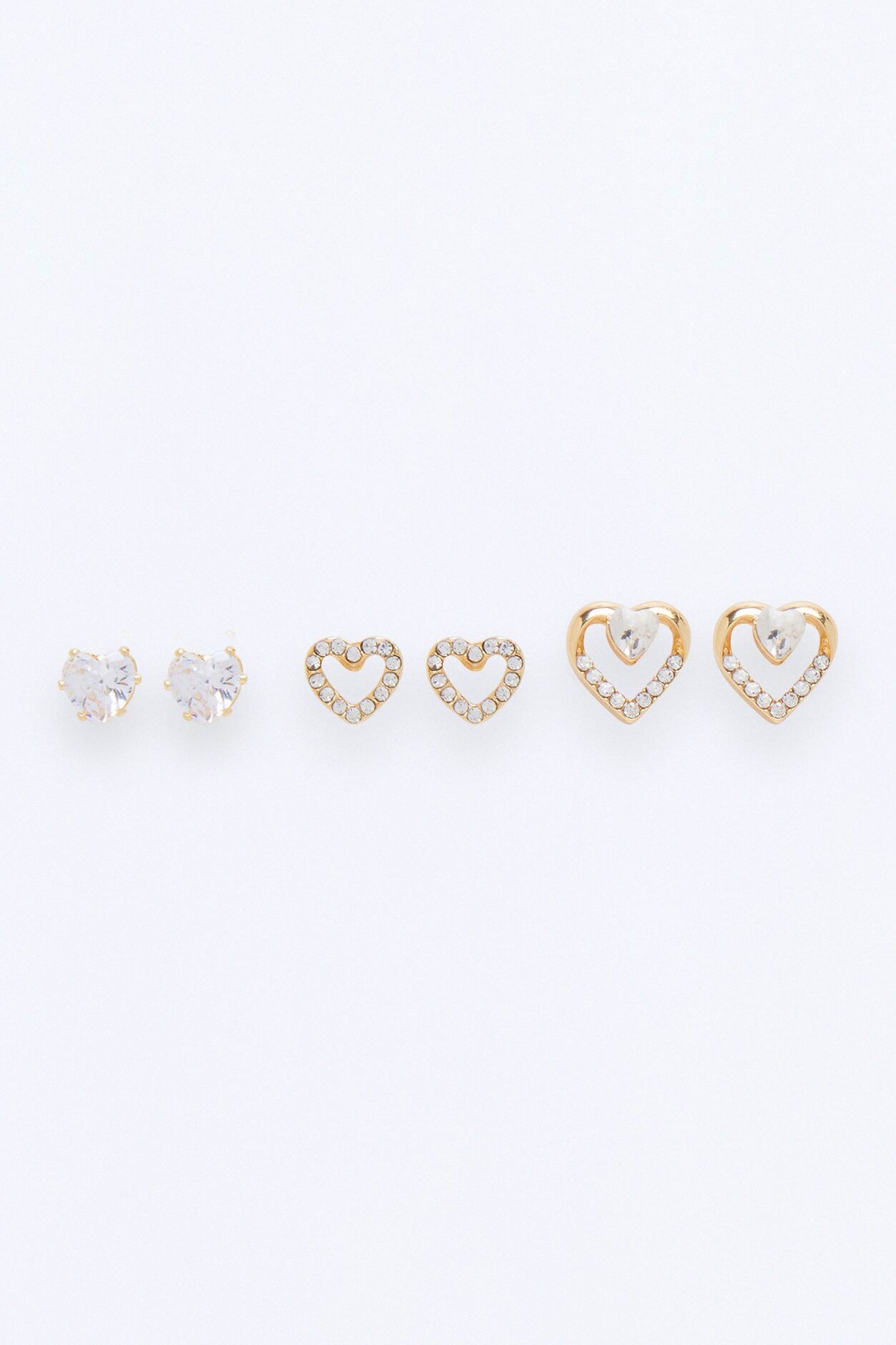 What The Heart Wants 3 Pair Earring Set - Gold