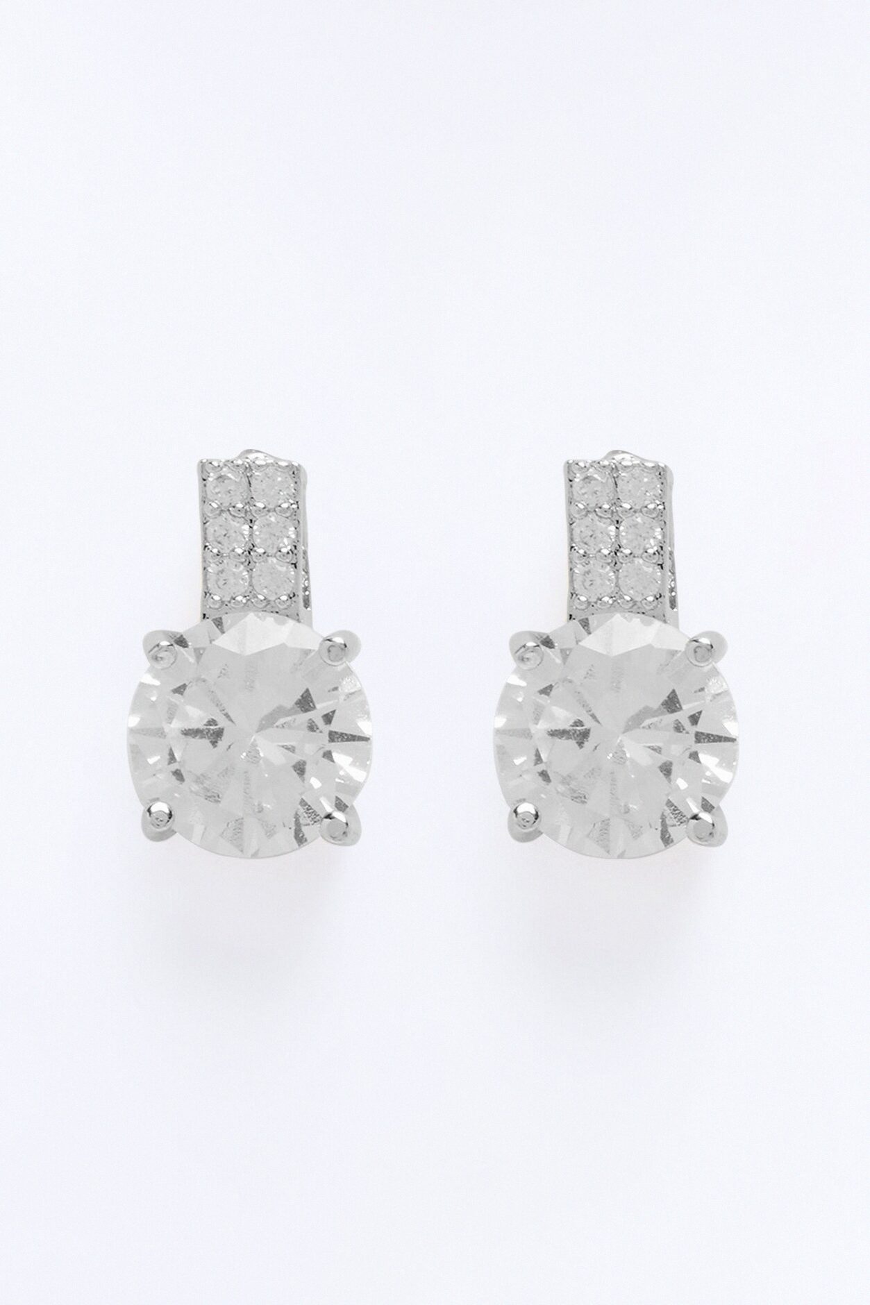 Cubic Zirconia Dazzle Them Stud Earrings - Silver