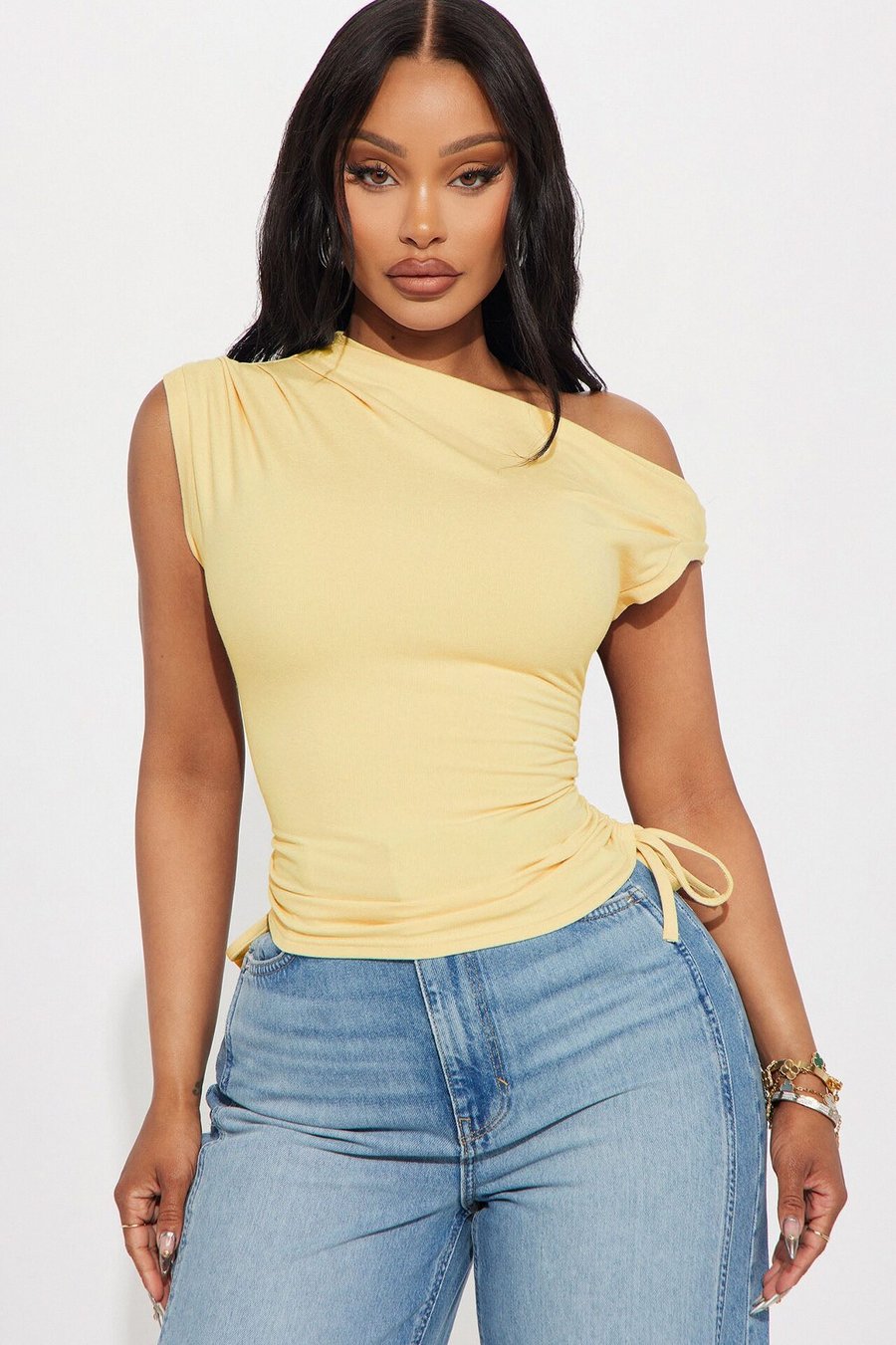 Vera One Shoulder Top - Beige