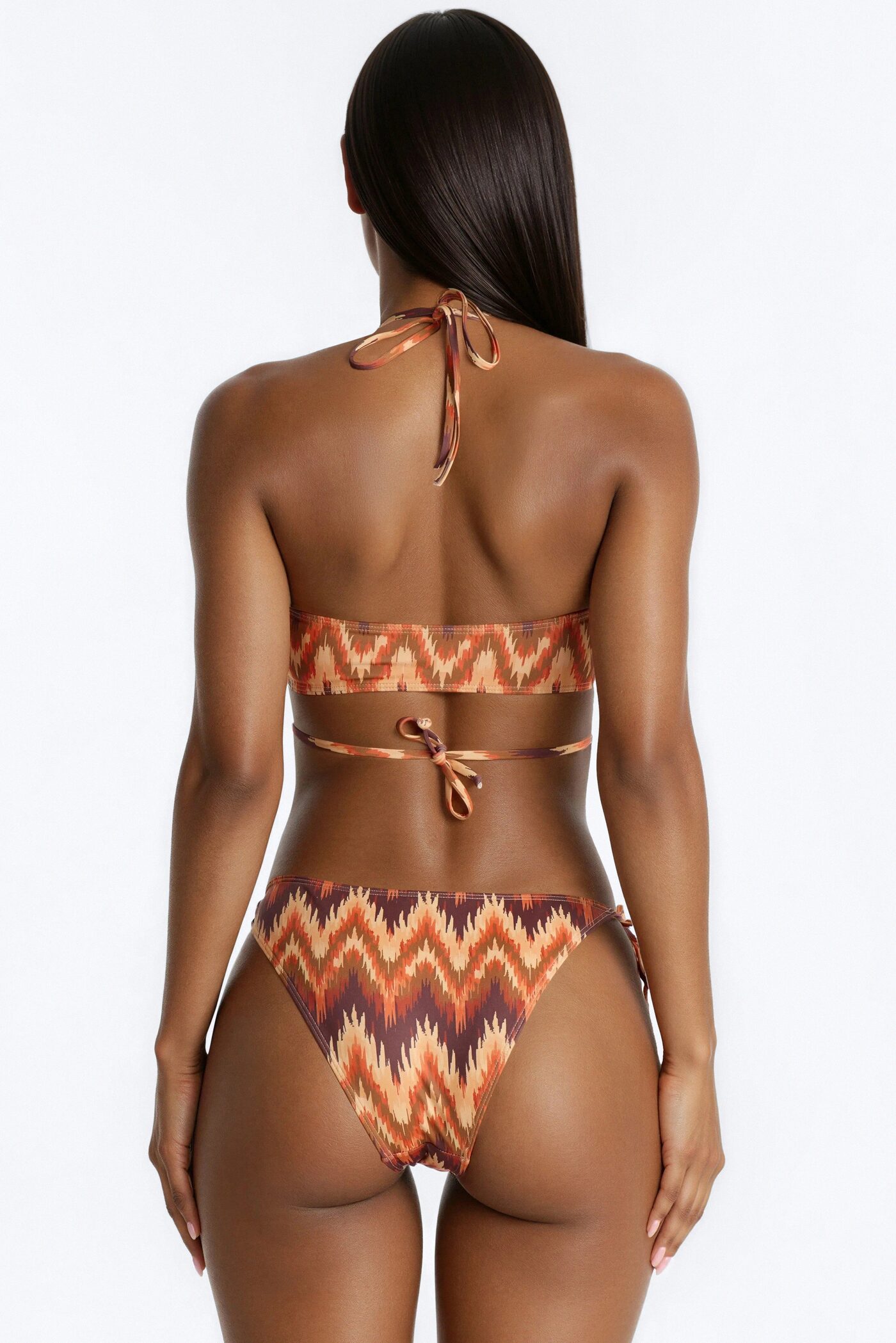 UV 10 Vibes 2 Piece Abstract Halter Bandeau Strappy Bikini Set - Multi Color
