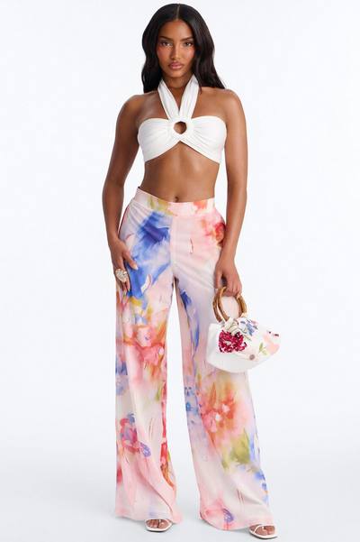 Alexandria High Rise Chiffon Wide Leg Pant - Multi Color