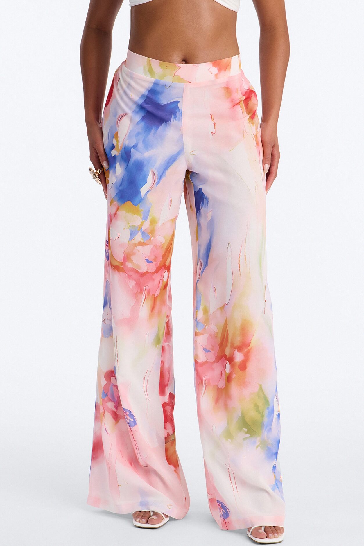 Alexandria High Rise Chiffon Wide Leg Pant - Multi Color