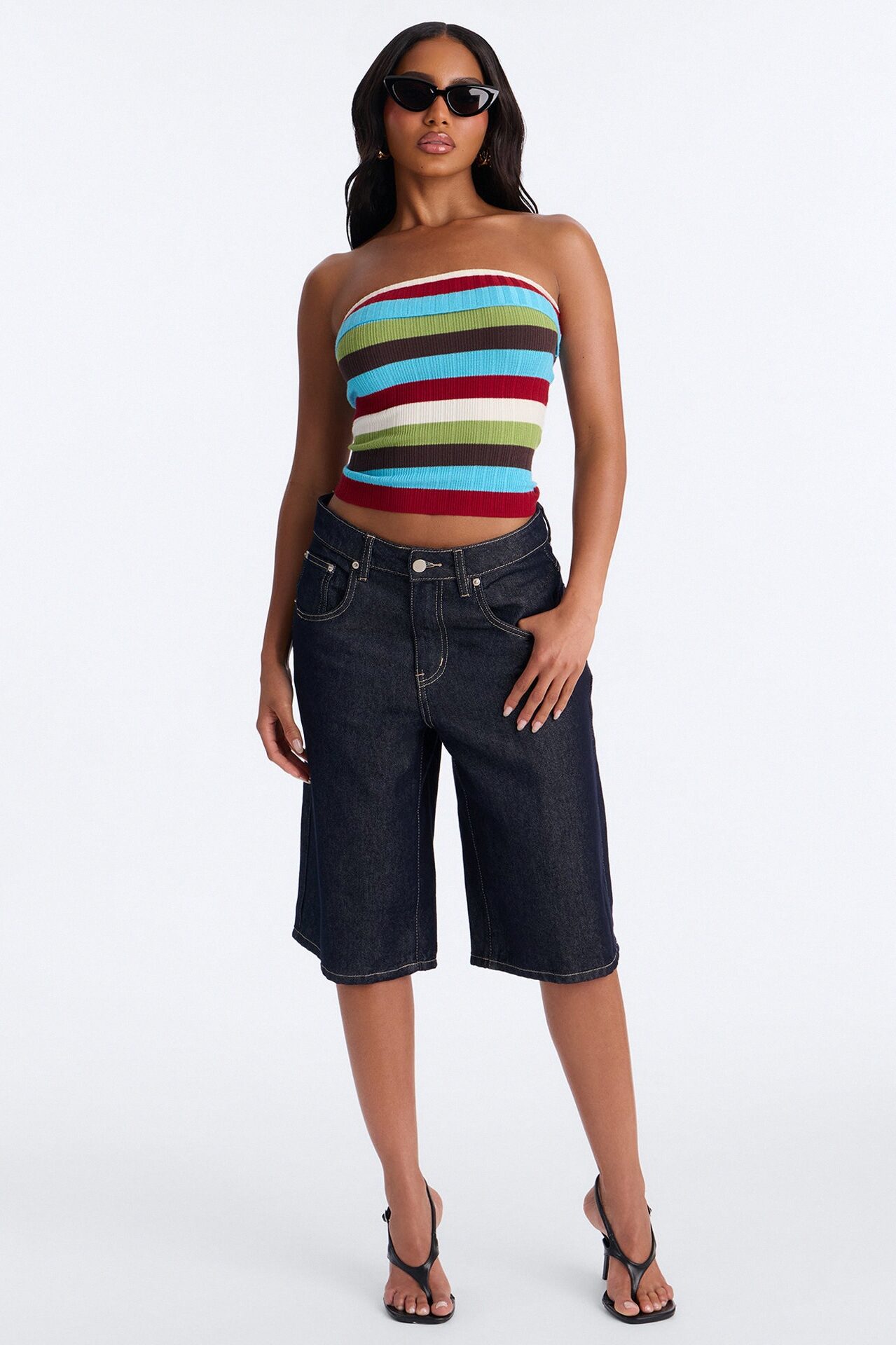 Miss Little Getaway Striped Sweater Top - Multi Color
