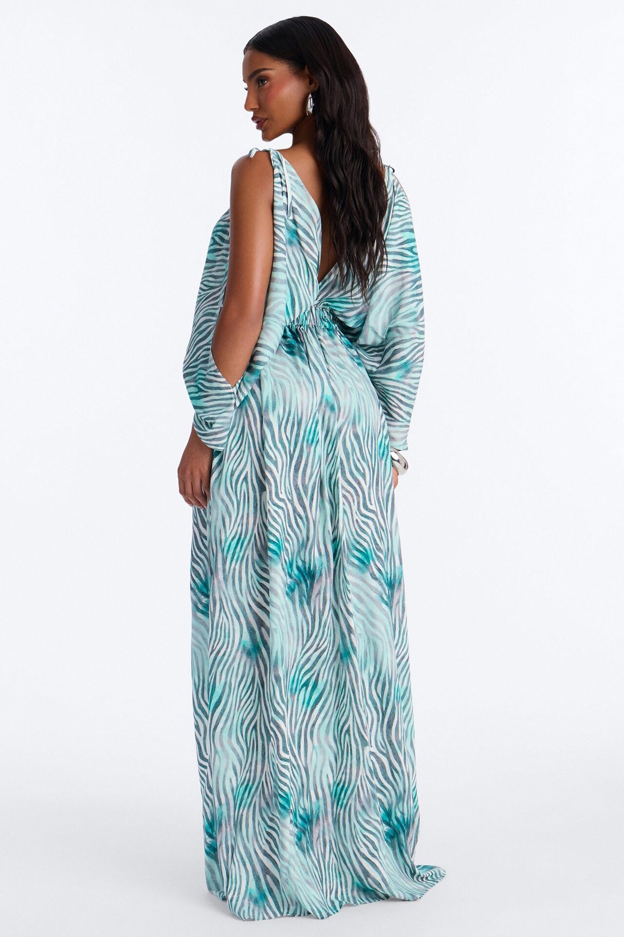 Laurel Animal High Slits Maxi Dress - Blue/combo