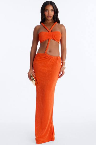 Bella Twist Slinky Maxi Dress - Orange