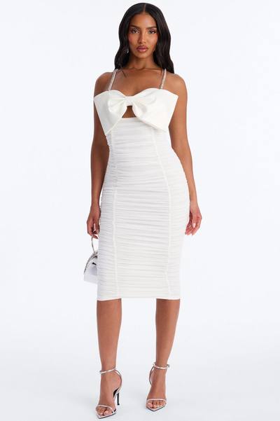 Bordeaux Mesh Midi Dress - White