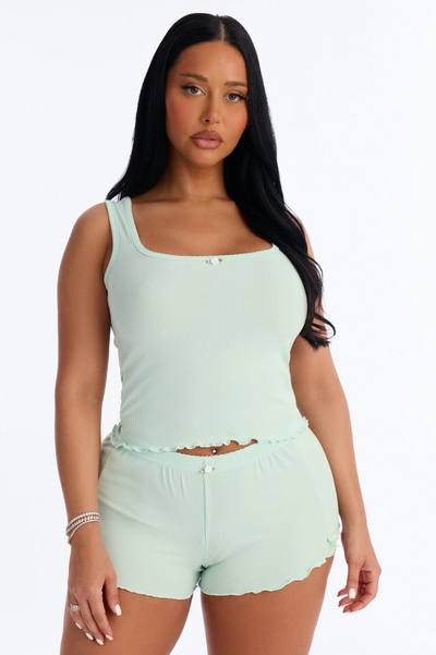 Smooth To Touch Ribbed PJ Short Set - Sage