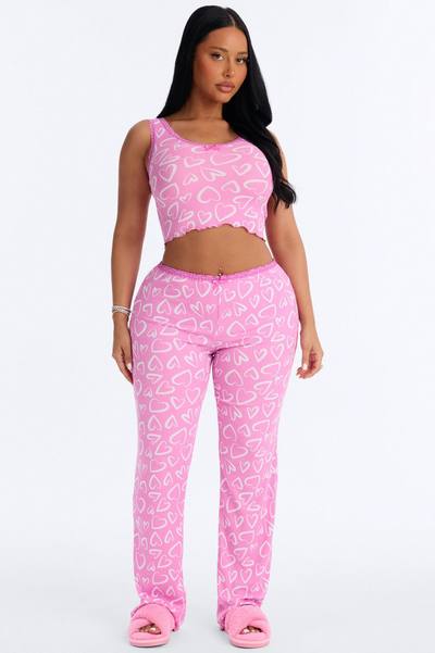 Love All Around Me PJ Pant Set - Pink/combo