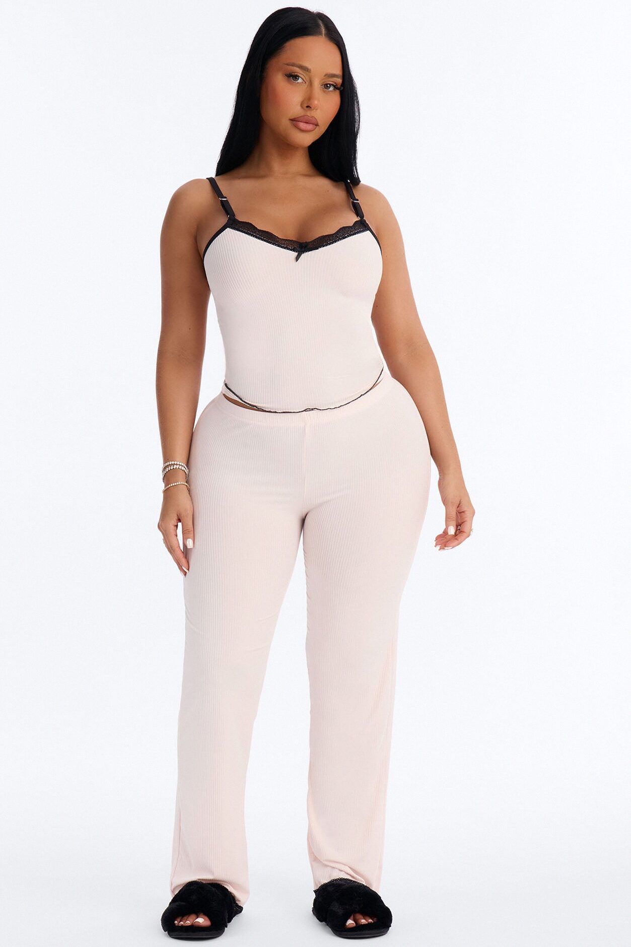 Always On My Mind Ribbed PJ Pant Set - Pink/combo