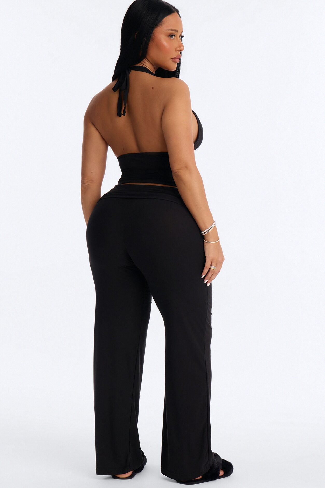 Stay Cozy Halter PJ Pant Set - Black