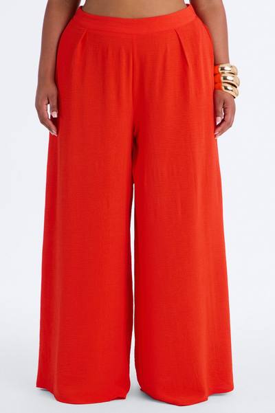 Amiah High Rise Wide Leg Flowy Pant 33″ - Red