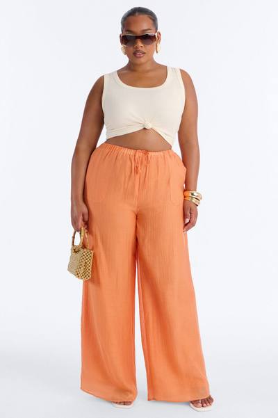 Vacay Babe Textured Wide Leg Pant - Orange