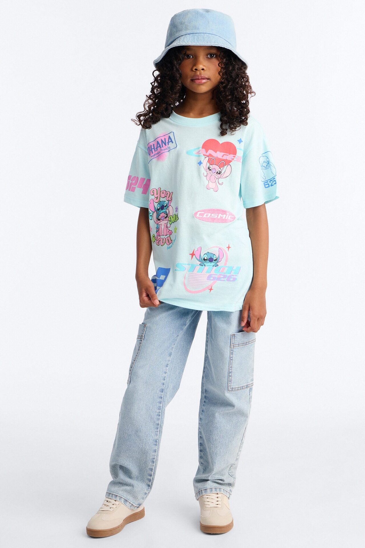 Mini Stitch And Angel Cosmic Dreams Short Sleeve Tee - Light Blue