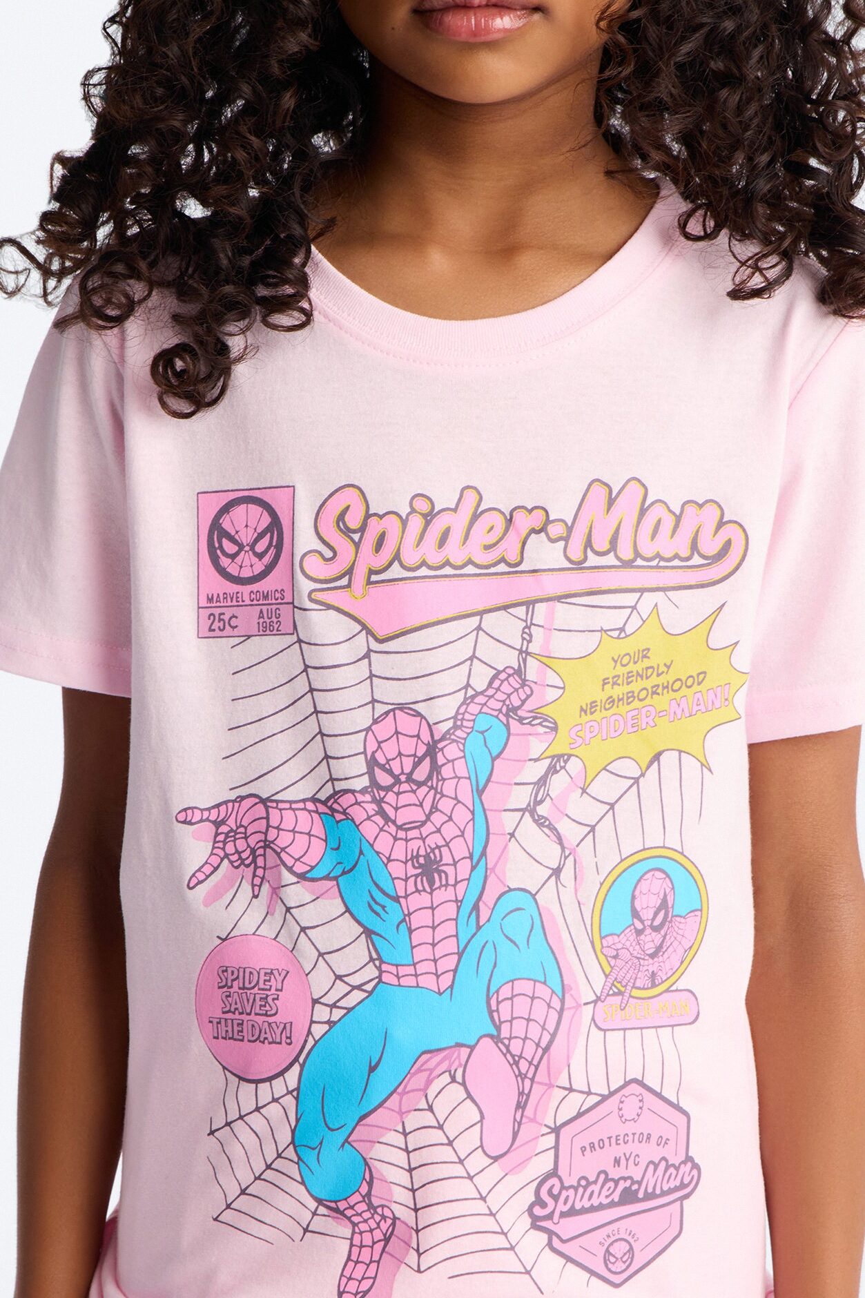 Mini Spiderman Saves The Day Short Sleeve Tee - Pink