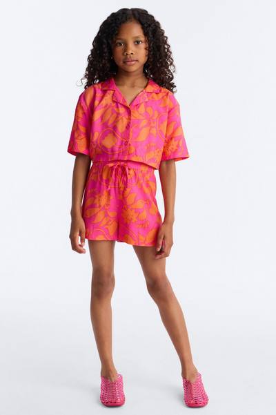 Mini Vacay Vibes Tropical Short Set - Pink/combo