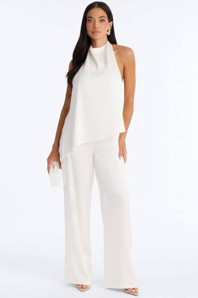 Joana Satin Draped Jumpsuit - Ivory