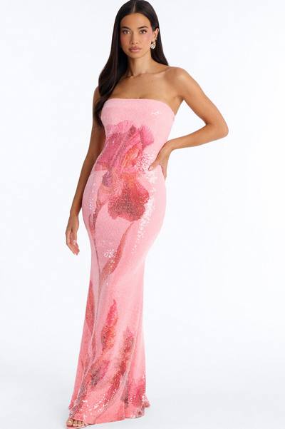Glimmering Summer Sequin Maxi Dress - Pink/combo