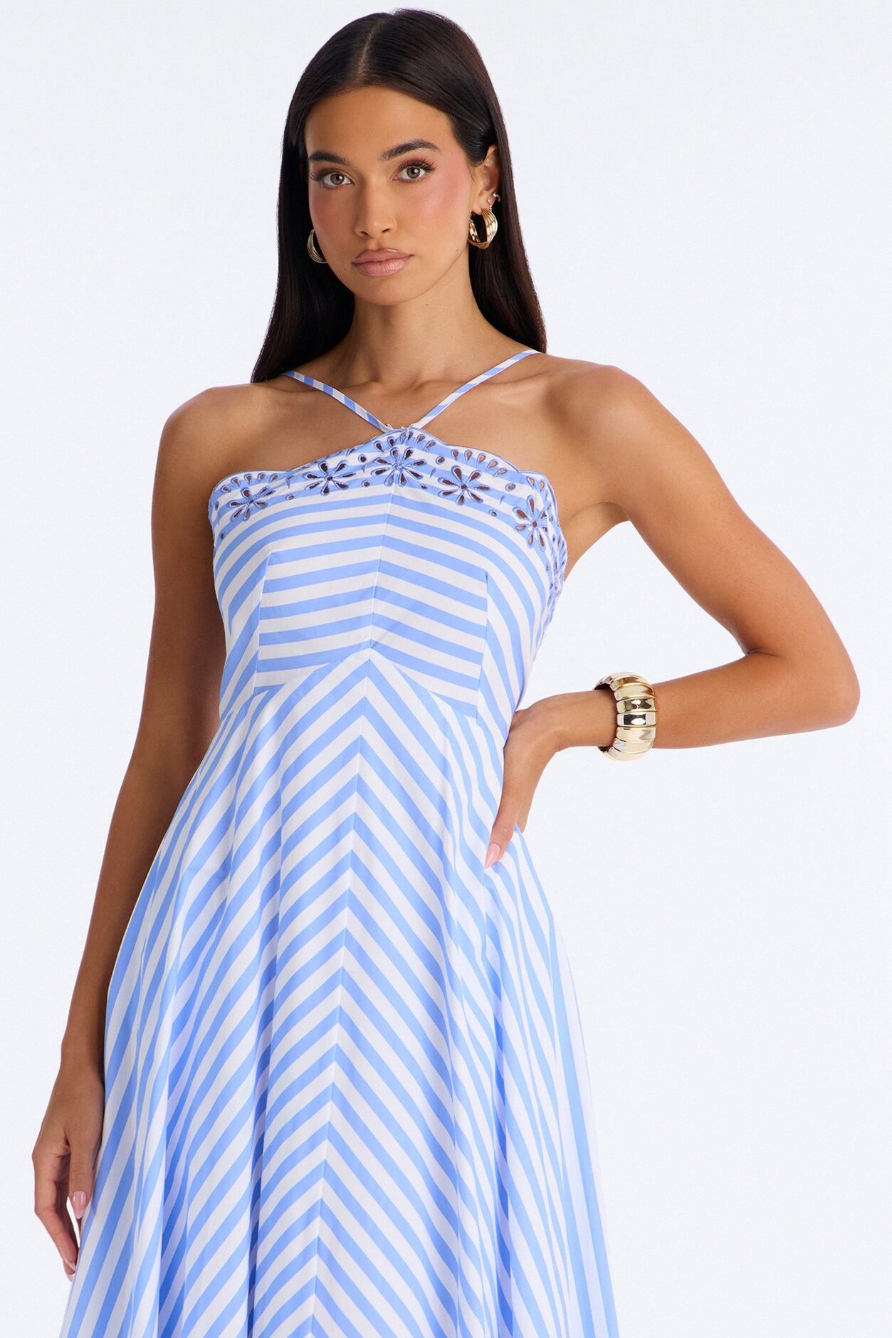 Soft Sunshine Poplin Maxi Dress - Blue/combo