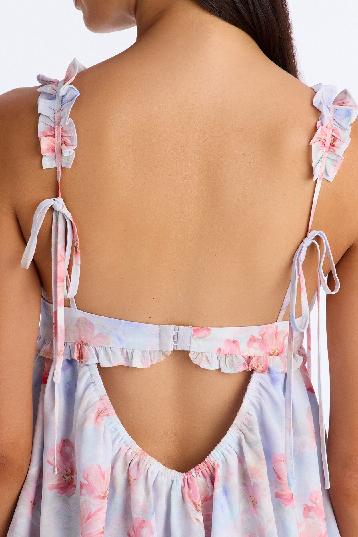 Daisy Chiffon Floral Mini Dress - Blue/combo