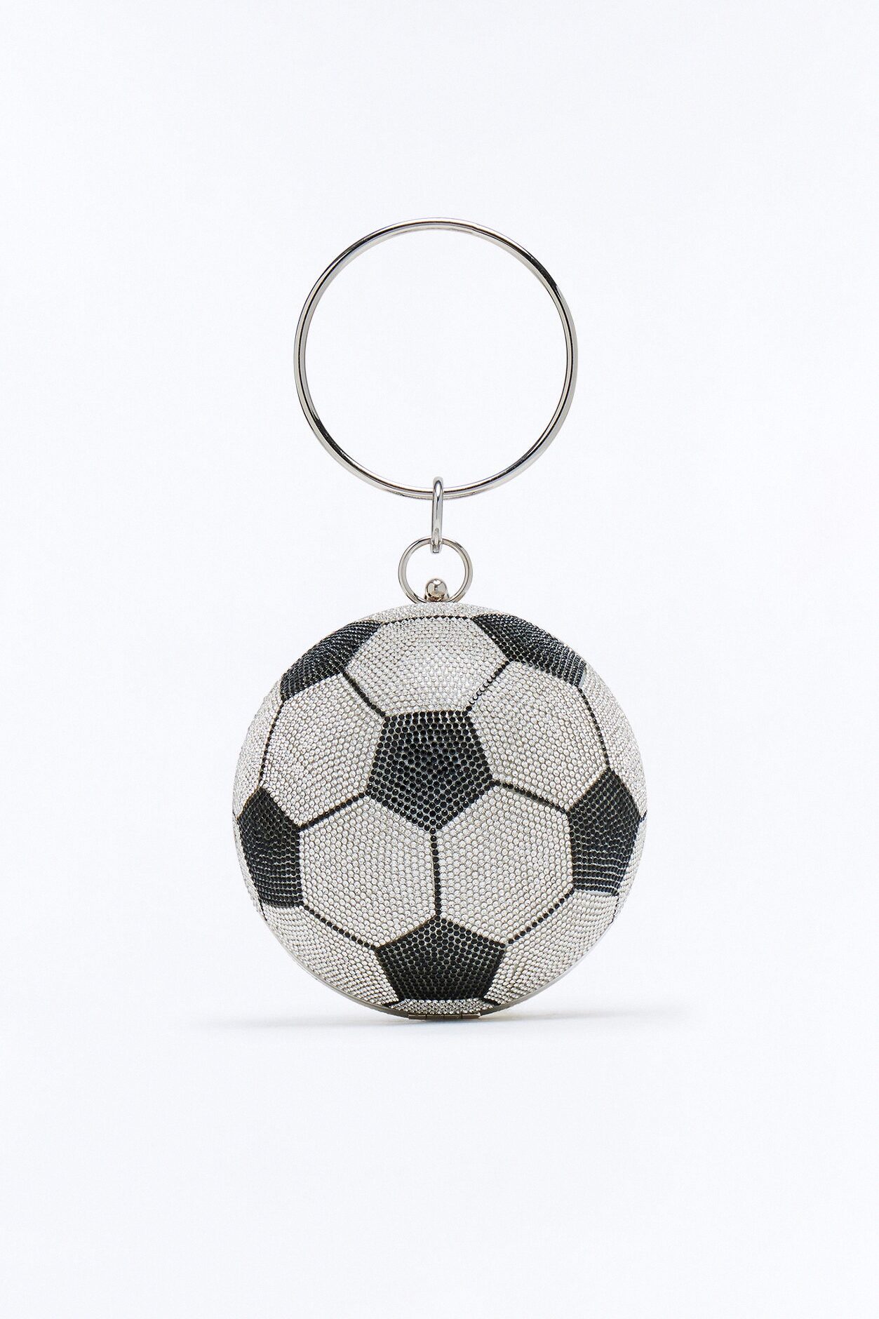 Soccer Girl Rhinestone Clutch - White/Black