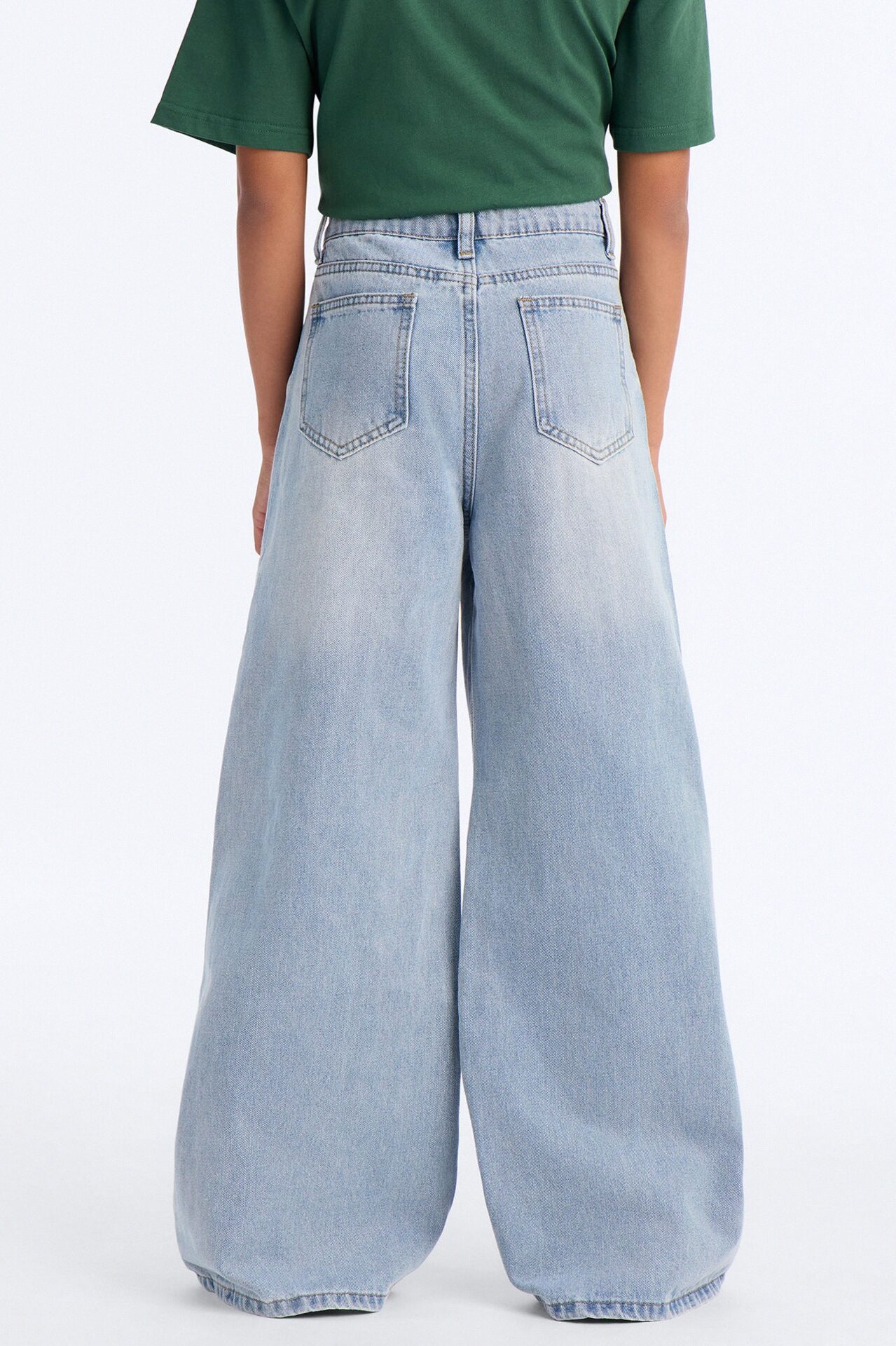 Mini Fabulous Floral Wide Leg Jeans - Medium Wash