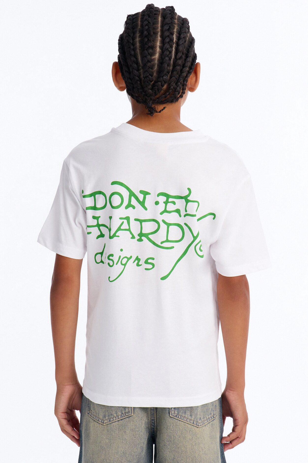 Mini Ed Hardy Determination Front/Back Short Sleeve Tee - White