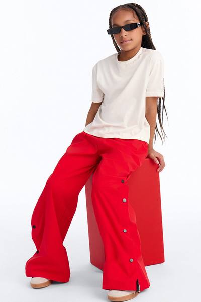 Mini Jennie Snap Button Track Pant - Red/White