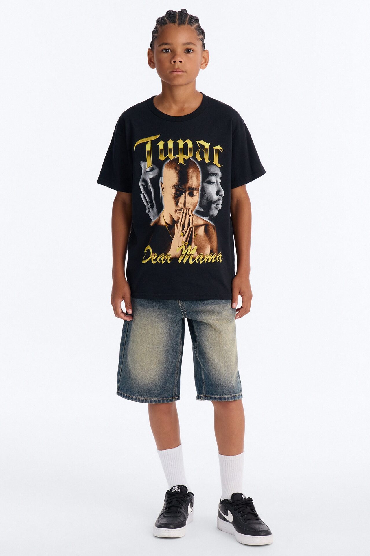 Mini Tupac Dear Mama Jumbo Print Tee - Black