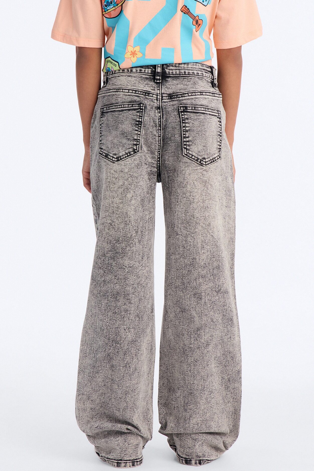 Mini Vita Low Waist Stretch Baggy Jeans - Grey