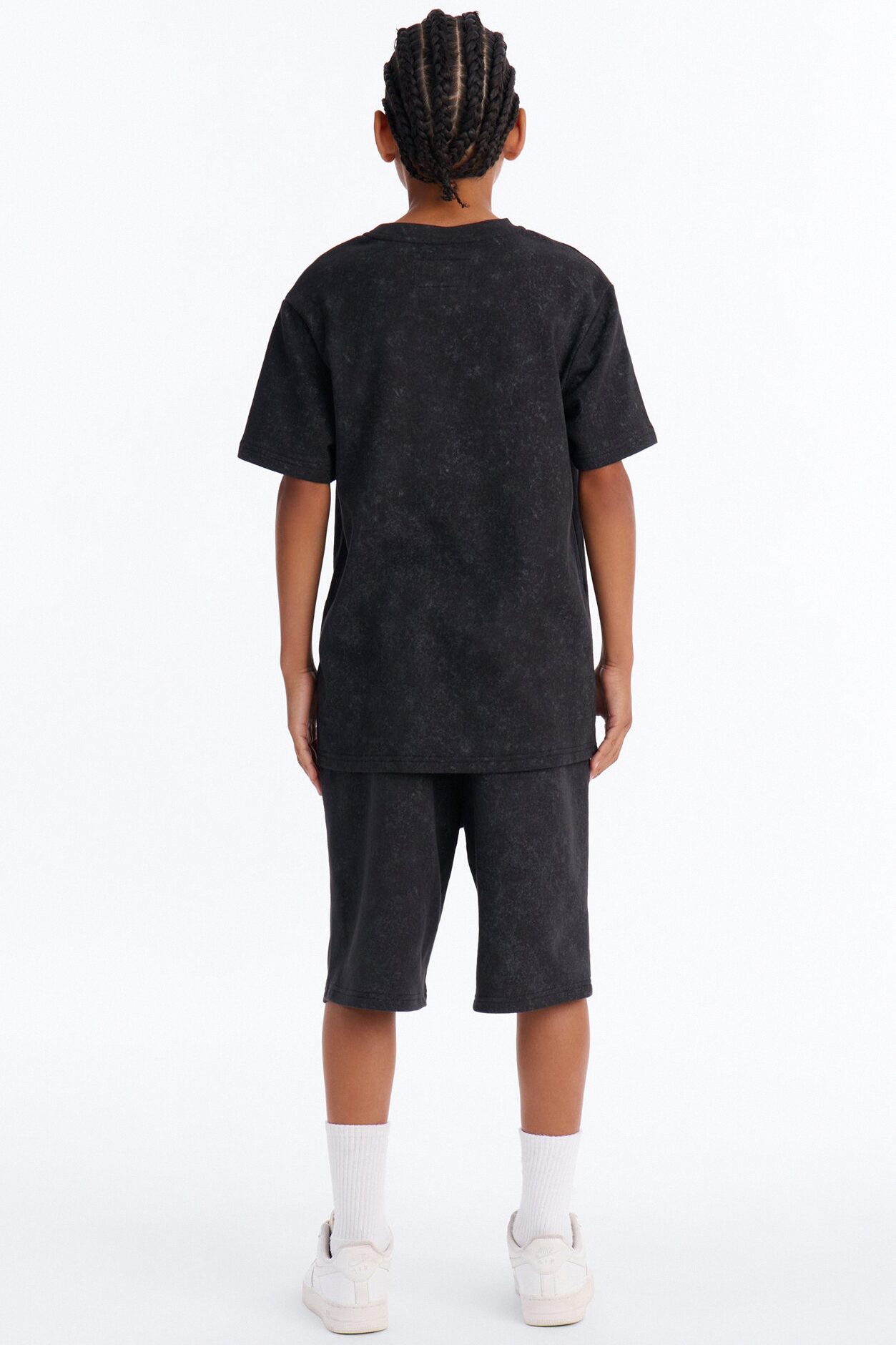 Mini Trust No One Mineral Wash Short Set - Black Wash