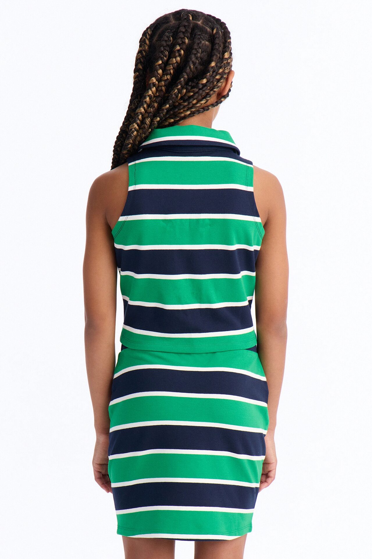 Mini Lindsay Sleeveless Striped Skirt Set - Kelly Green