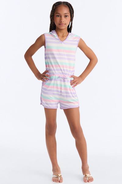 Mini Gorgeous Day Hooded Romper - Purple/combo