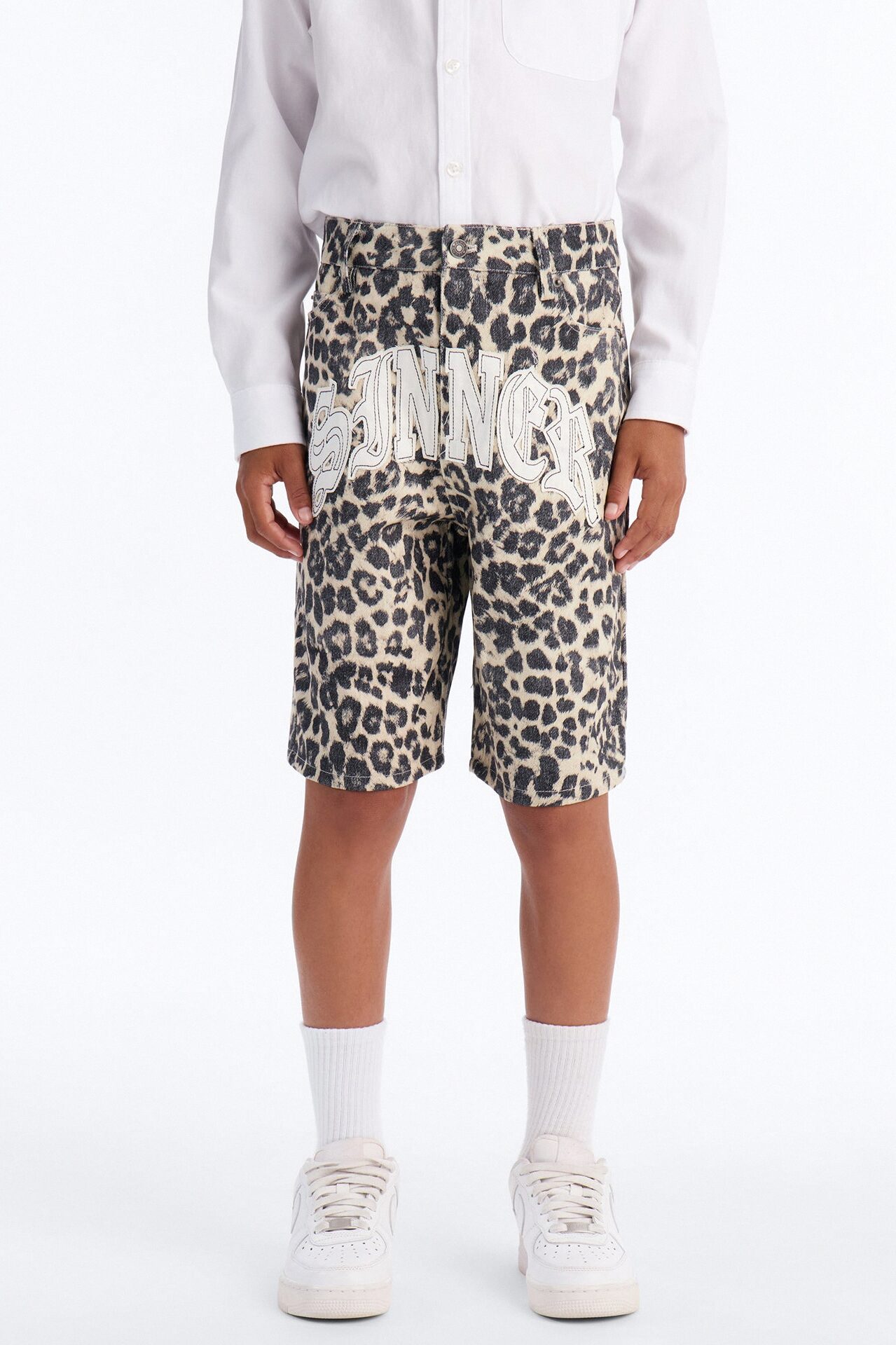Mini Baggy Sinner Leopard Denim Short - Brown/combo