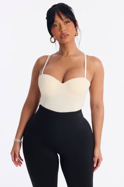 Josie Padded Sweetheart Neck Spaghetti Strap Bodysuit - Cream